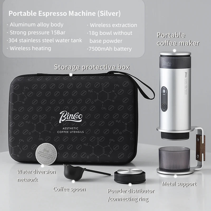 Bincoo Camping Portable Coffee Machine,Electric Wireless Heating Concentrate Extraction Espresso Machine,Design RedDot Award Hot