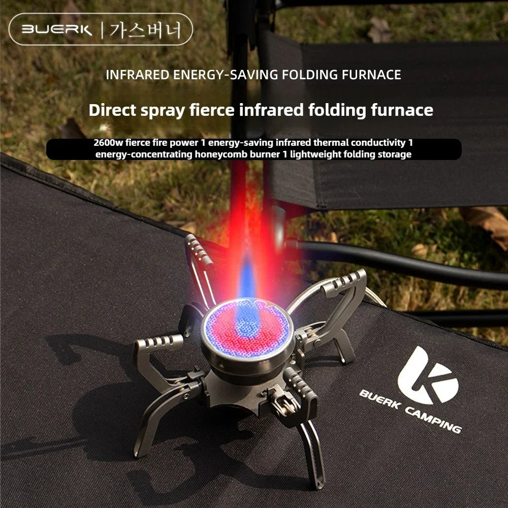 BUERK Outdoor Infrared burner Outdoor mini Stove Camping Cooking Ultralight Folding Mini Burner Camp Cooking Supplies