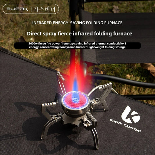 BUERK Outdoor Infrared burner Outdoor mini Stove Camping Cooking Ultralight Folding Mini Burner Camp Cooking Supplies
