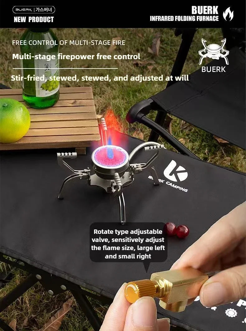 BUERK Outdoor Infrared burner Outdoor mini Stove Camping Cooking Ultralight Folding Mini Burner Camp Cooking Supplies