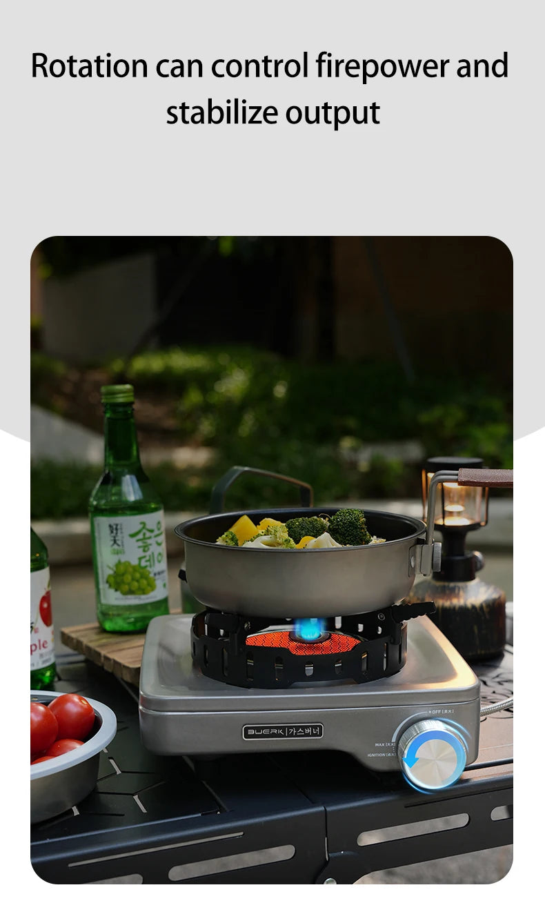 BUERK Camping Gas Stove 8000W High-power Infrared Card Stove Portable Lightweight Split Type Gas Burner Outdoor Picnic Hiking