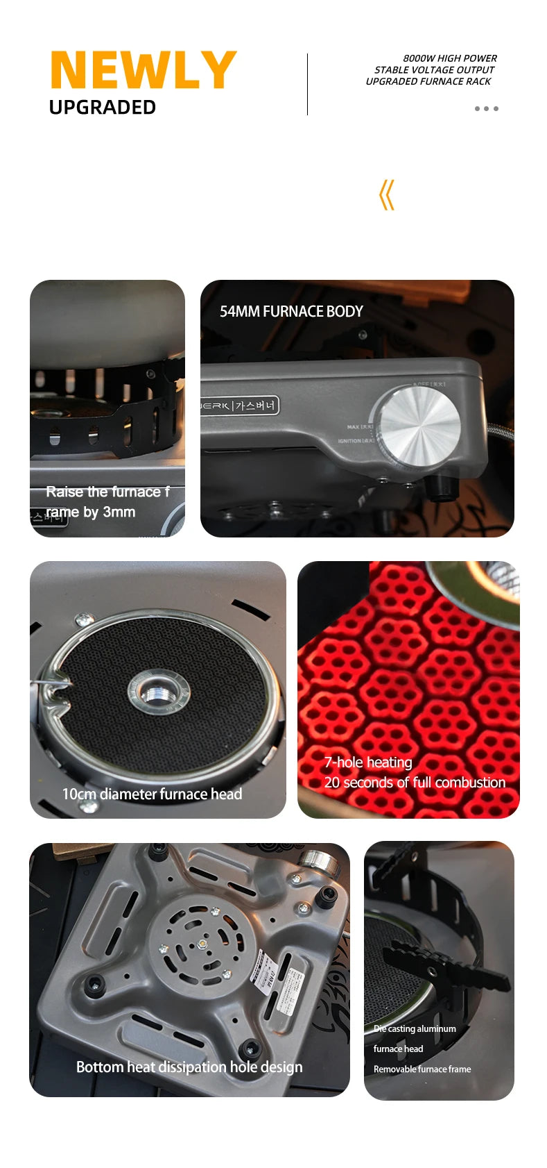BUERK Camping Gas Stove 8000W High-power Infrared Card Stove Portable Lightweight Split Type Gas Burner Outdoor Picnic Hiking