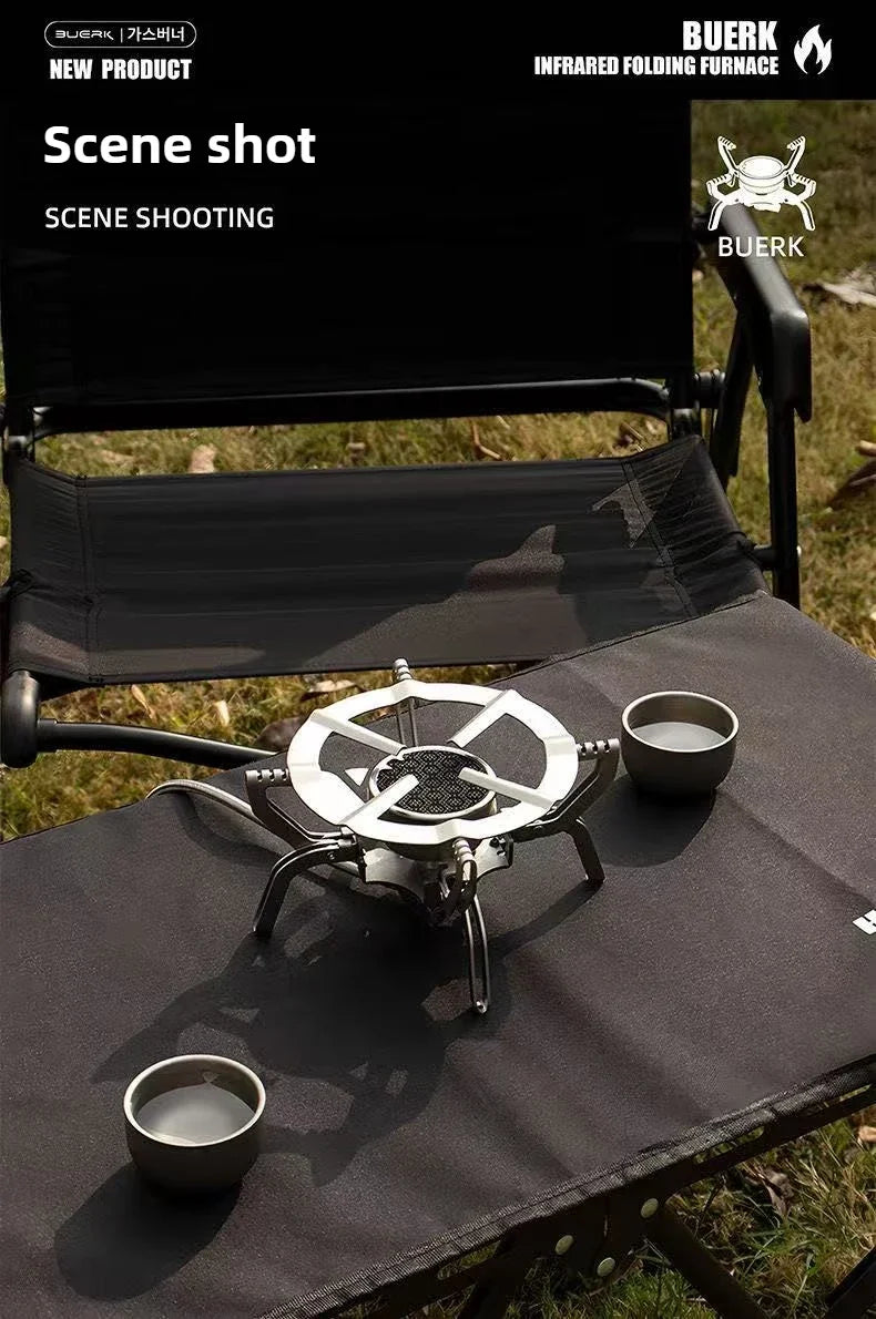 BUERK Outdoor Infrared burner Outdoor mini Stove Camping Cooking Ultralight Folding Mini Burner Camp Cooking Supplies