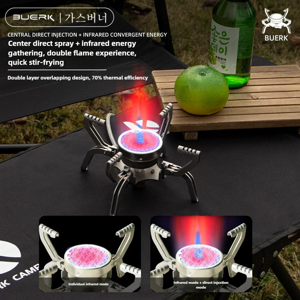 BUERK Outdoor Infrared burner Outdoor mini Stove Camping Cooking Ultralight Folding Mini Burner Camp Cooking Supplies