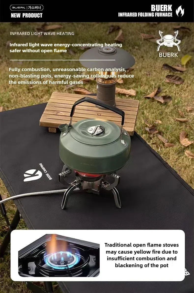 BUERK Outdoor Infrared burner Outdoor mini Stove Camping Cooking Ultralight Folding Mini Burner Camp Cooking Supplies