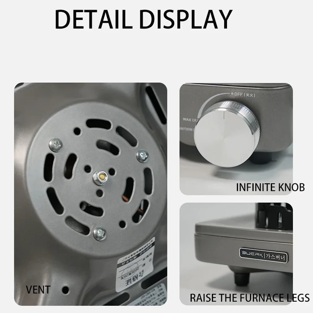 BUERK Camping Gas Stove 8000W High-power Infrared Card Stove Portable Lightweight Split Type Gas Burner Outdoor Picnic Hiking