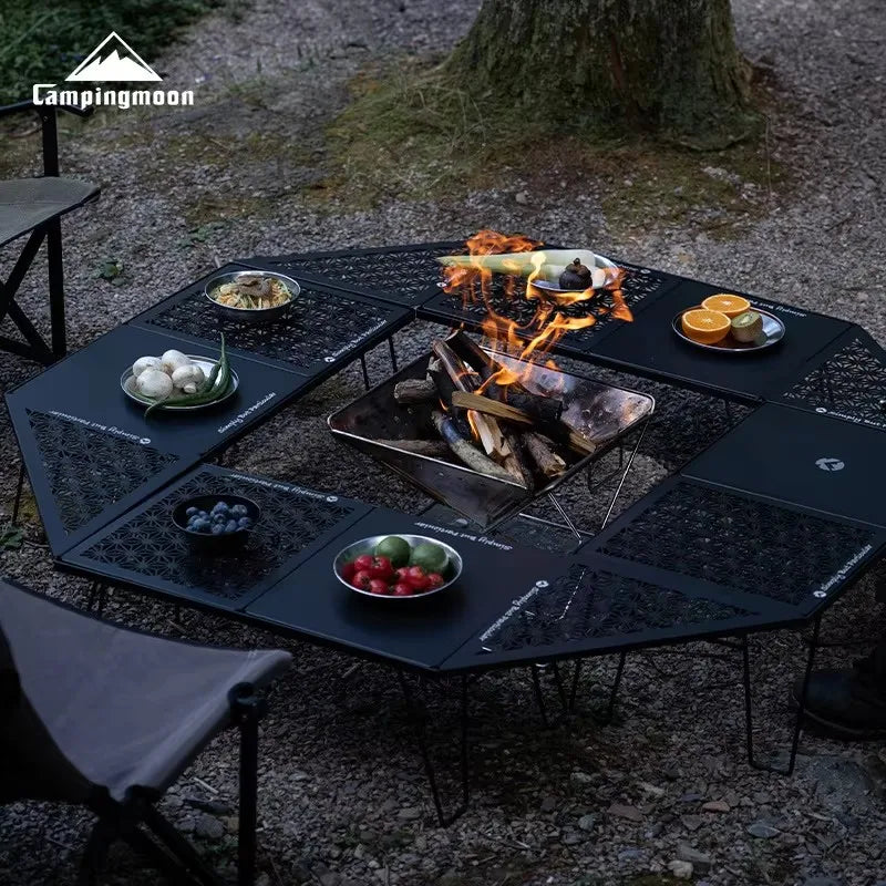 CAMPINGMOON Stainless Steel 304 Bowl Plate Dish Camping Cookware Set Japan Korea Style BBQ Outdoor Dish 8 Piece With Plate Set