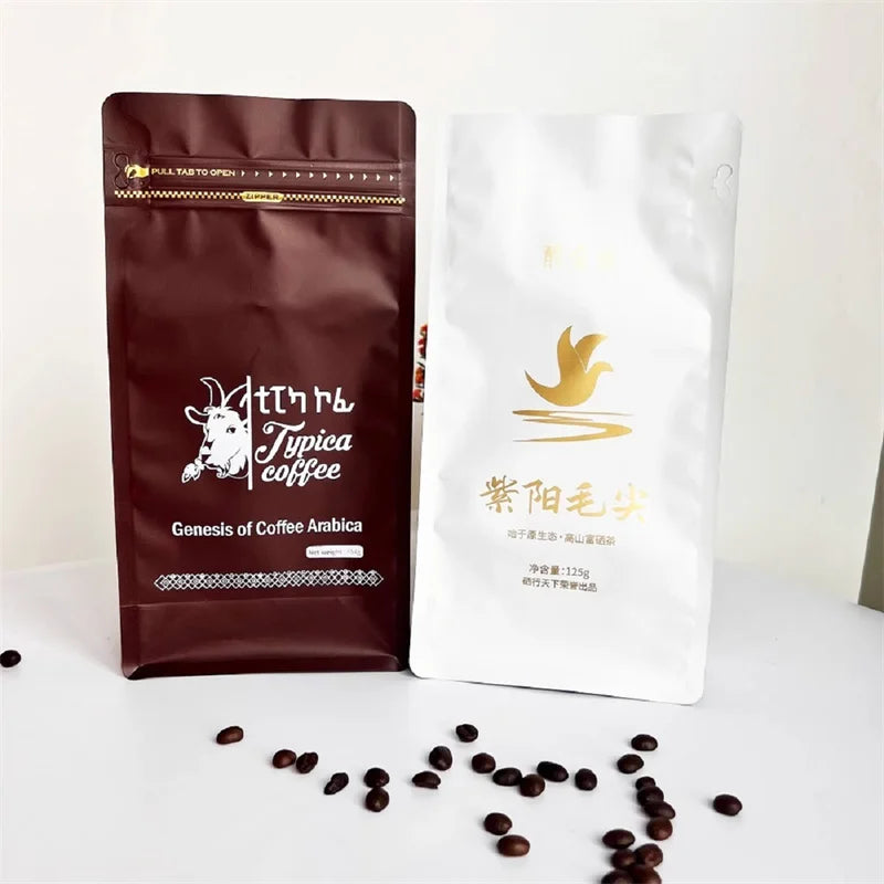 StoBag 50pcs Coffee Beans Bag Packaging with/No Valve Aluminum Foil Sealed for Powder Nuts Storage Reusable Pouches