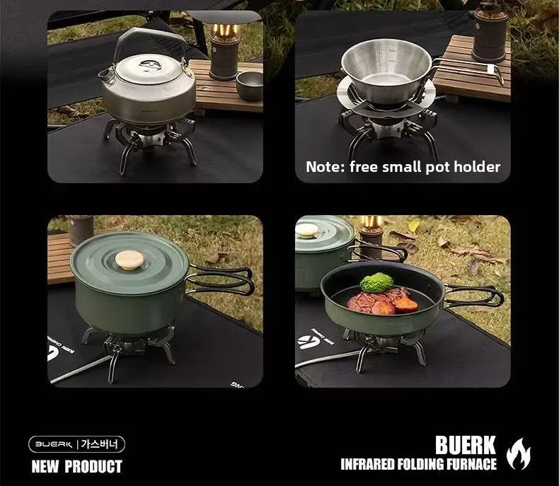 BUERK Outdoor Infrared burner Outdoor mini Stove Camping Cooking Ultralight Folding Mini Burner Camp Cooking Supplies