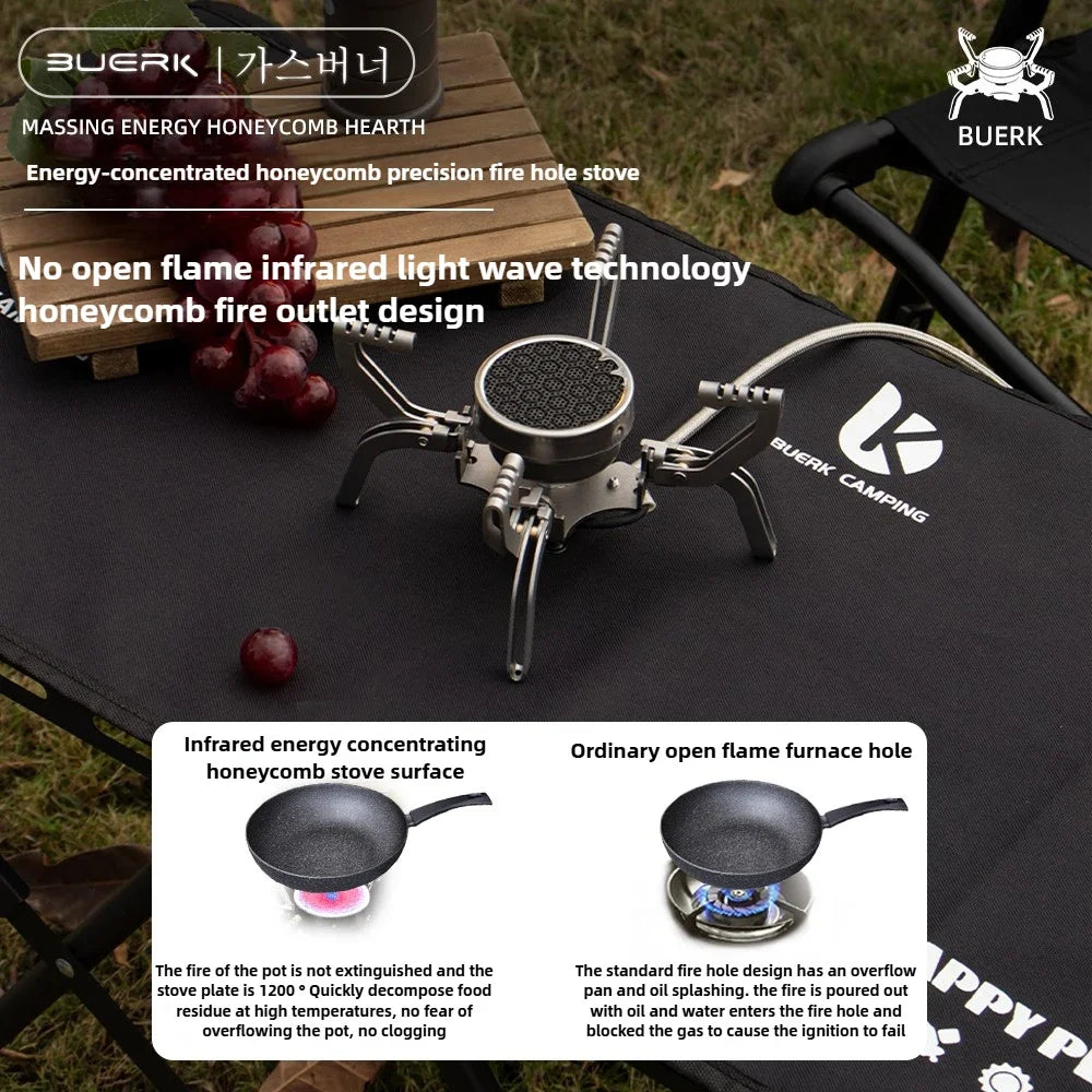 BUERK Outdoor Infrared burner Outdoor mini Stove Camping Cooking Ultralight Folding Mini Burner Camp Cooking Supplies
