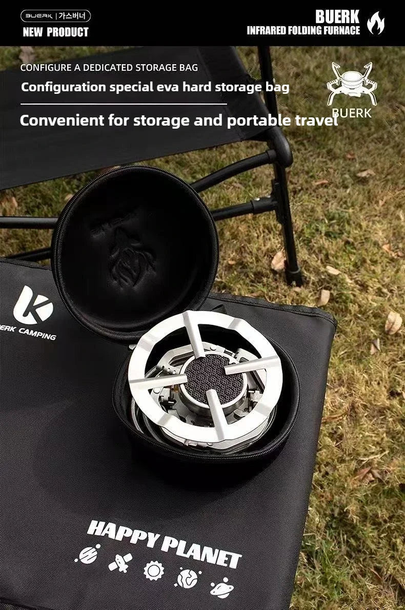 BUERK Outdoor Infrared burner Outdoor mini Stove Camping Cooking Ultralight Folding Mini Burner Camp Cooking Supplies