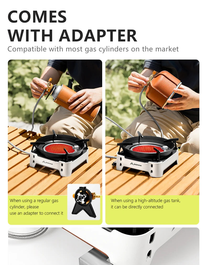 BISINNA Camping Gas Stove 3600W High-power Infrared Card Stove Portable Lightweight Split Type Gas Burner Outdoor Picnic Hiking