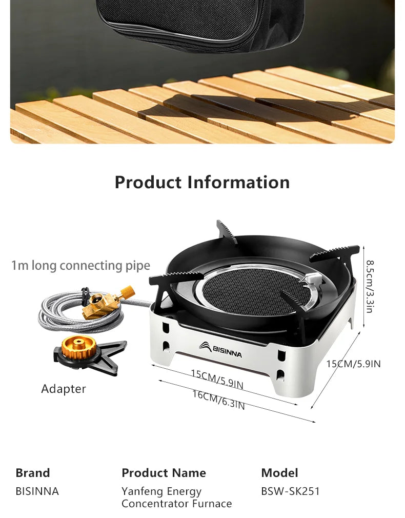 BISINNA Camping Gas Stove 3600W High-power Infrared Card Stove Portable Lightweight Split Type Gas Burner Outdoor Picnic Hiking