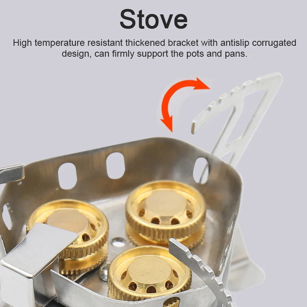 6800W High Power Outdoor Stove 3-Core Gases Burner Windproof Camping Stove with Adjustable Valve for Hiking Picnic Cooking