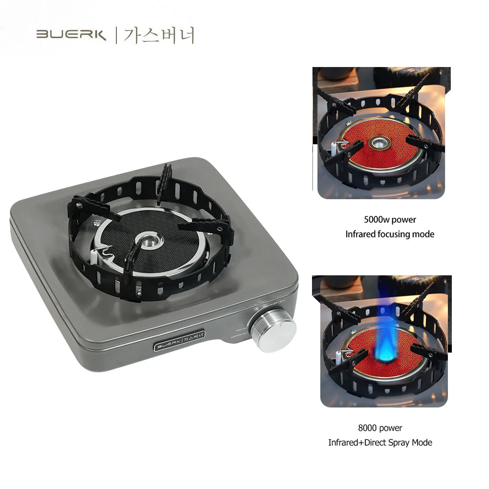 BUERK Camping Gas Stove 8000W High-power Infrared Card Stove Portable Lightweight Split Type Gas Burner Outdoor Picnic Hiking