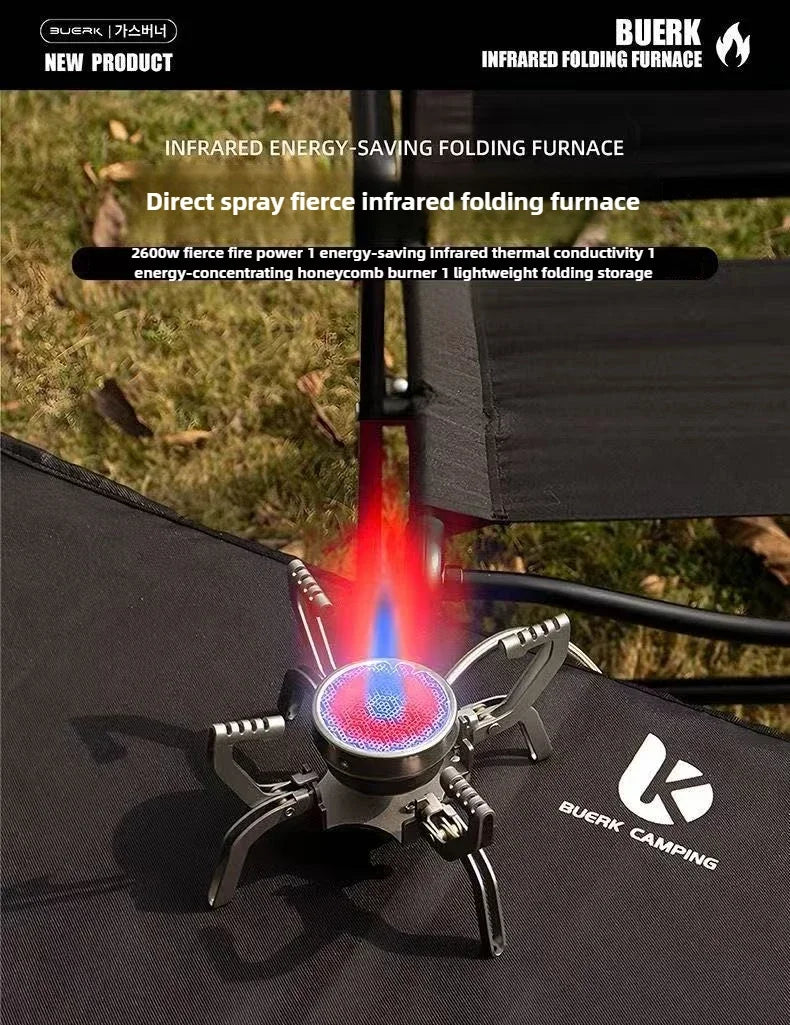 BUERK Outdoor Infrared burner Outdoor mini Stove Camping Cooking Ultralight Folding Mini Burner Camp Cooking Supplies
