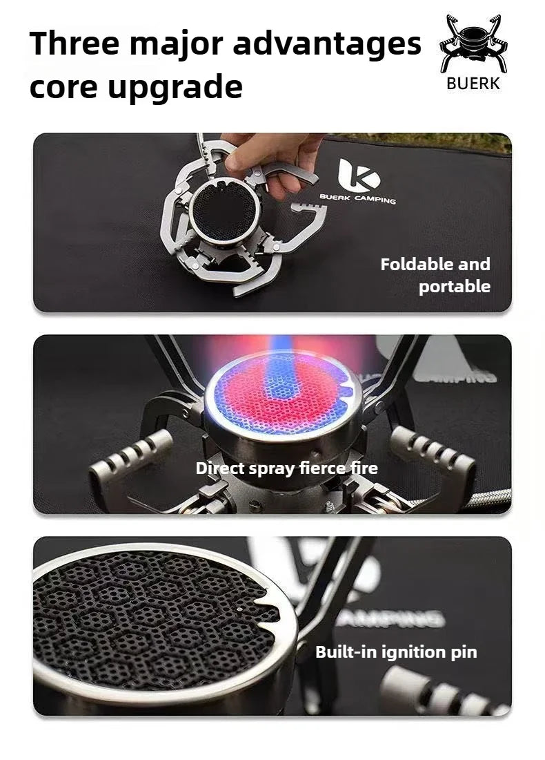 BUERK Outdoor Infrared burner Outdoor mini Stove Camping Cooking Ultralight Folding Mini Burner Camp Cooking Supplies